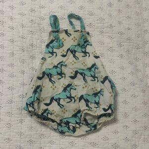 Baby Horse Print Bubble Romper in Mint and Navy Derby Ready 🐎